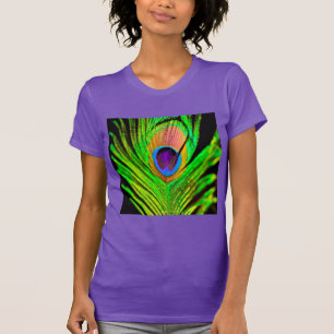 Neon Colors Peacock Feather T-Shirt