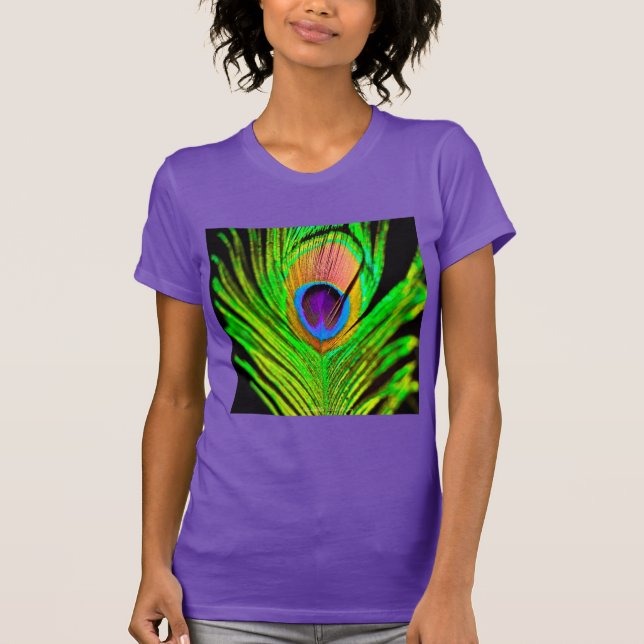 Neon Colors Peacock Feather T-Shirt (Vorderseite)