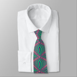 Neon Colors Pink Green Design Men's Necktie Krawatte