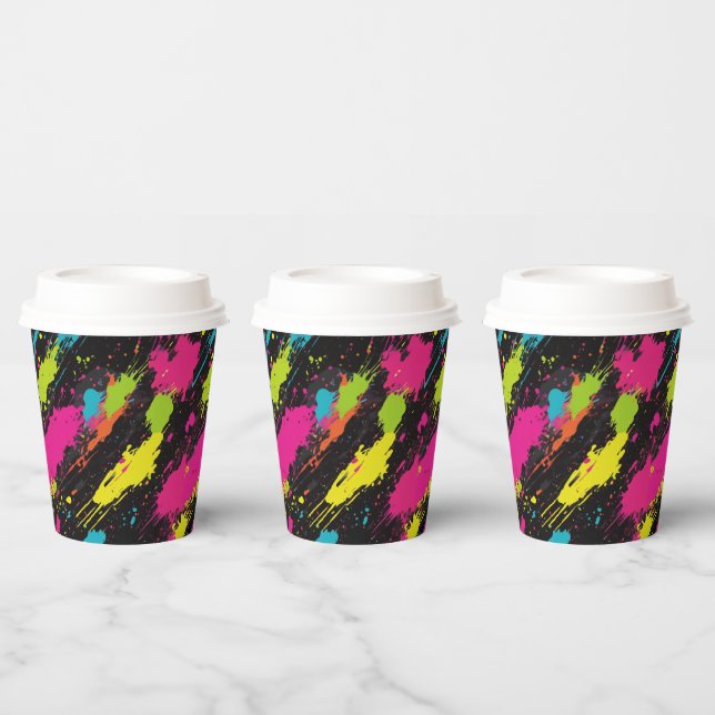 Neon Colors Retro Paint Spritzer Pappbecher (Multi)