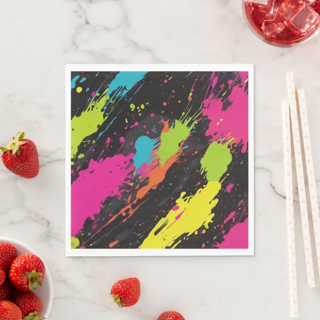 Neon Colors Retro Paint Spritzer Serviette (Beispiel)