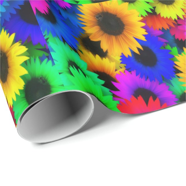 Neon Colors Sonnenblumen Kleine Druckerei Geschenkpapier (Rolleneckpunkt)