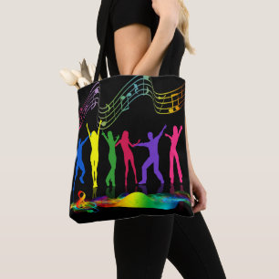 Neon Colors tanzen Menschen mit Musiksymbolen Tasc