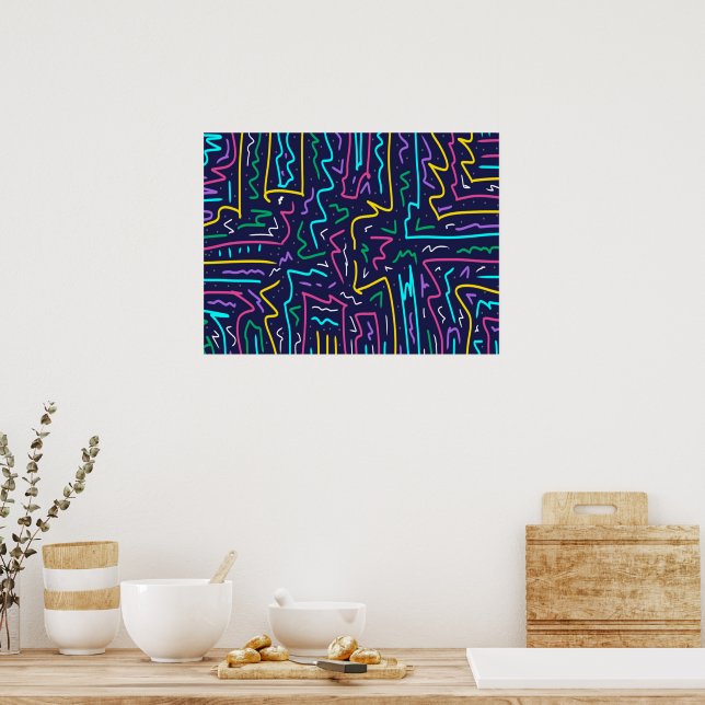 Neon Contrast Space Art Poster (Küche)