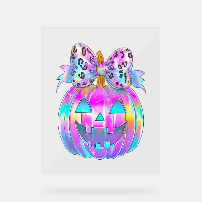 Neon Coquette Halloween Pumpkin Acrylschild (Vorderseite)