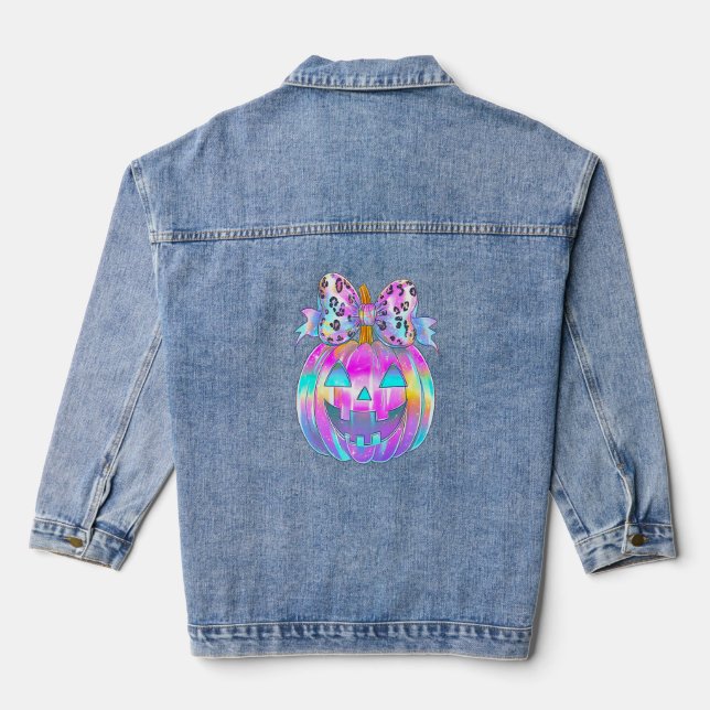 Neon Coquette Halloween Pumpkin Jeansjacke (Rückseite)