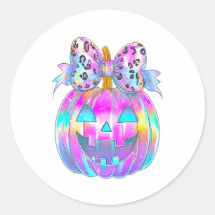 Neon Coquette Halloween Pumpkin Runder Aufkleber