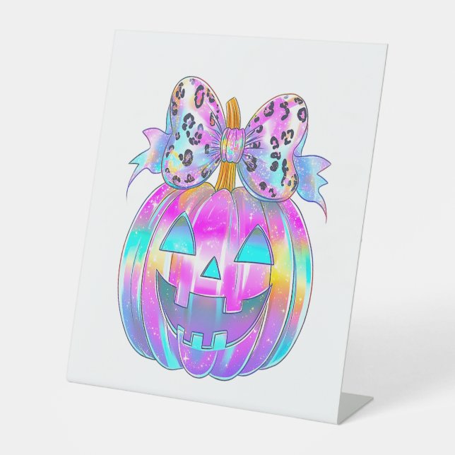 Neon Coquette Halloween Pumpkin Sockelschild (Vorderseite)