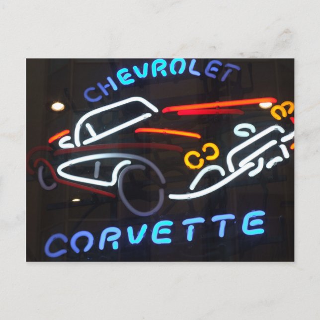 Neon Corvette Postkarte (Vorderseite)