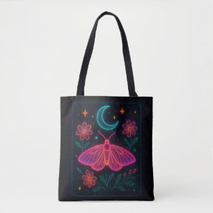 Neon Cosmic Butterfly Ätherische Blume und Stern