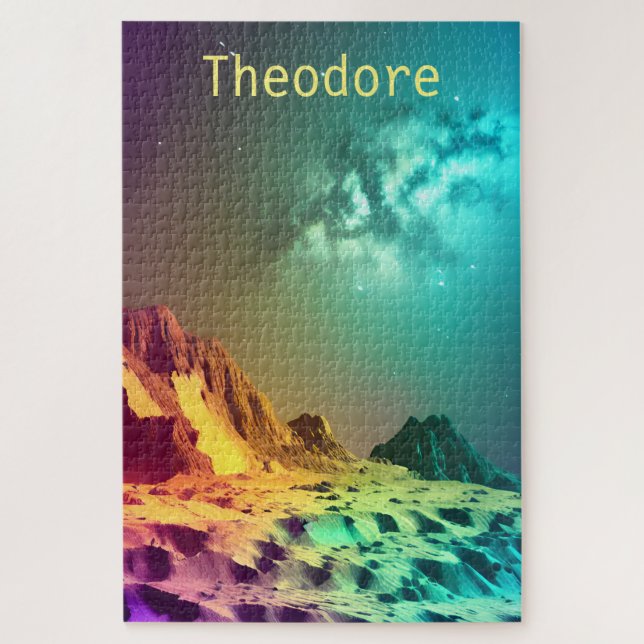 Neon Cosmic Mountain Range Puzzle (Vertikal)