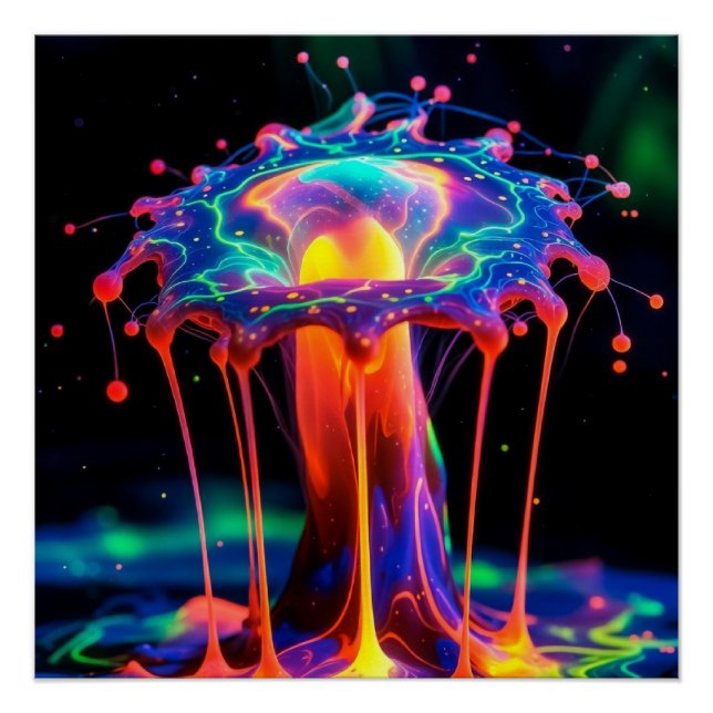 Neon Cosmic Splash – Vibrant Abstract Fantasy Art Poster (Vorderseite)