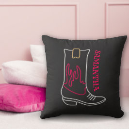 Neon Cowboy Boot Anpassbarer Name Kissen