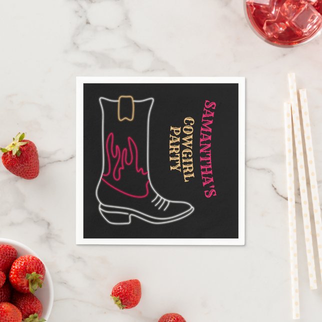 Neon Cowboy/Cowgirl Boot Party Serviette (Beispiel)