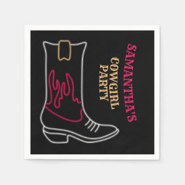 Neon Cowboy/Cowgirl Boot Party Serviette