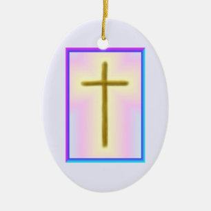 Neon Cross Keramik Ornament