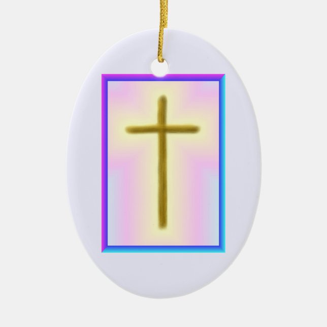 Neon Cross Keramik Ornament (Vorne)