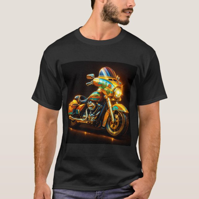 "Neon Cruiser – Glowing Desert Ride Motorcycle Tee (Vorderseite)