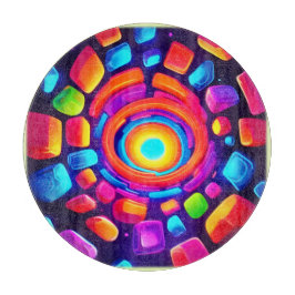 Neon Cube Vortex Art Schneidebrett