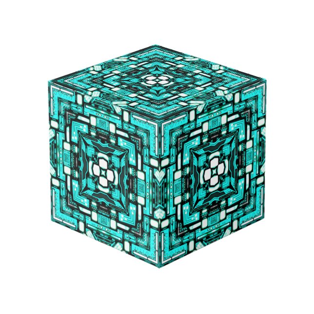 Neon-Cyan Imagination Cube Würfel (Vorderseite Schrägansicht)