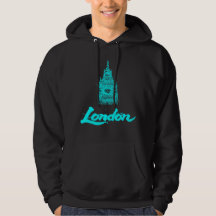 Neon Cyan London Big Ben Skizze Modern Schwarz