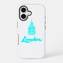 Neon Cyan London Big Ben Skizze Modern Schwarz