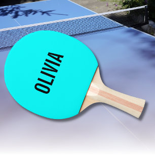 Neon Cyan Modern Name Trendiger Minimalist Tischtennis Schläger