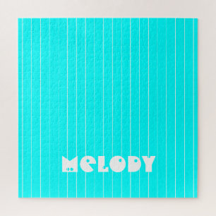 Neon Cyan White Thin Vertikal Stripname Puzzle