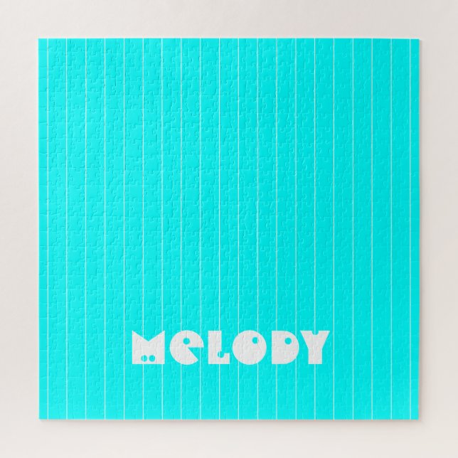 Neon Cyan White Thin Vertikal Stripname Puzzle (Vertikal)