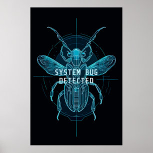 Neon Cyber Bug entdeckt IT Programmierer Humor Poster