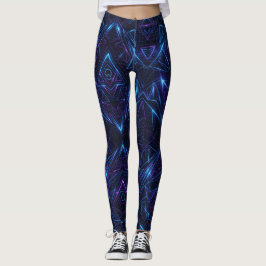 Neon-Cyber-Geometrisches nahtloses Muster Leggings