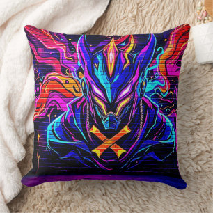 Neon Cyber Guardian Art Kissen