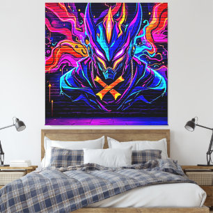 Neon Cyber Guardian Art Leinwanddruck