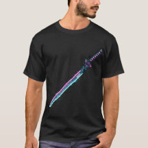 Neon Cyber-Katana: Digital Blade Tech T-Shirt