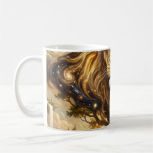 Neon Cyber Löwe Wandkunst Druck – Futuristische Fa Kaffeetasse