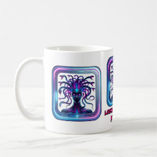 Neon Cyber Medusa - Futuristische Gorgonkunst Kaffeetasse