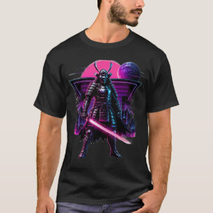Neon-Cyber-Samurai-Vaporwave-Krieger-Kunst T-Shirt
