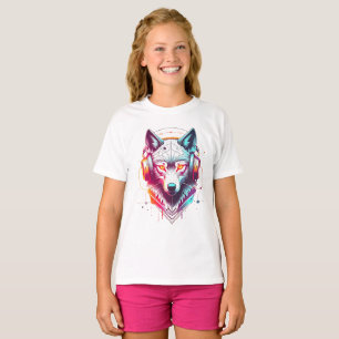 Neon Cyber Wolf Kopfhörer Y2K T-Shirt