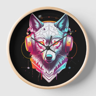 Neon Cyber Wolf Kopfhörer Y2K Uhr