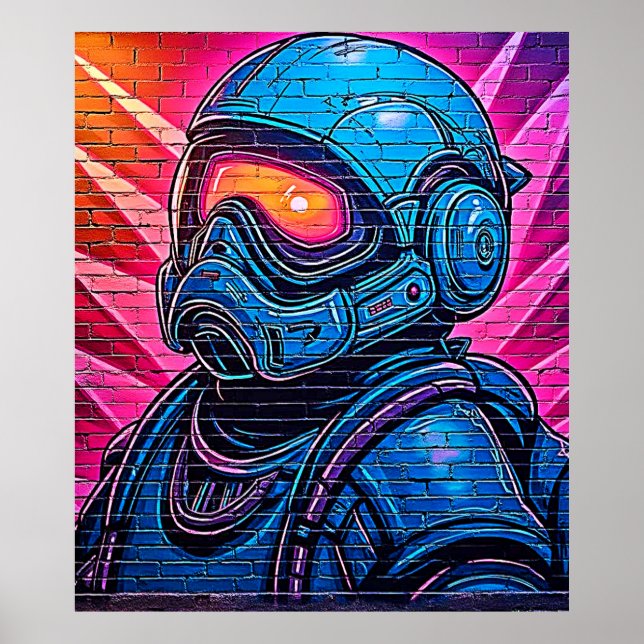 Neon Cyberpunk Astronaut Poster (Vorne)