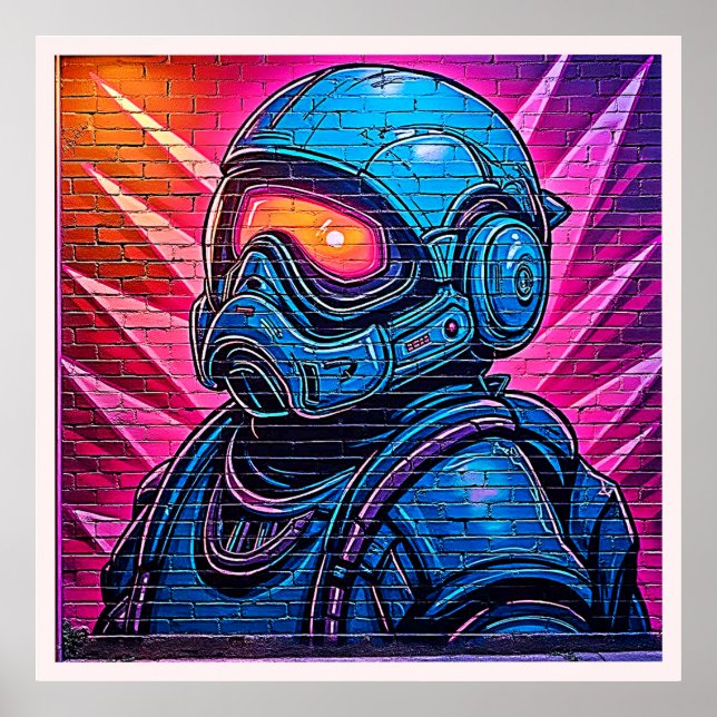 Neon Cyberpunk Astronaut Poster (Vorne)