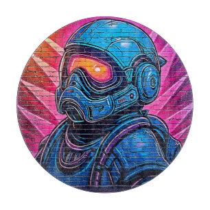 Neon Cyberpunk Astronaut Schneidebrett