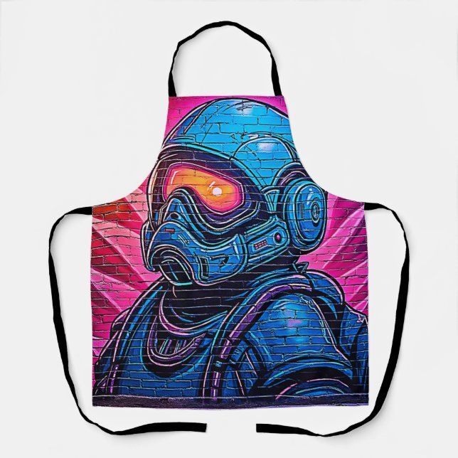 Neon Cyberpunk Astronaut Schürze (Vorderseite)