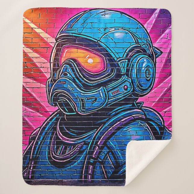 Neon Cyberpunk Astronaut Sherpadecke (Vorderseite)
