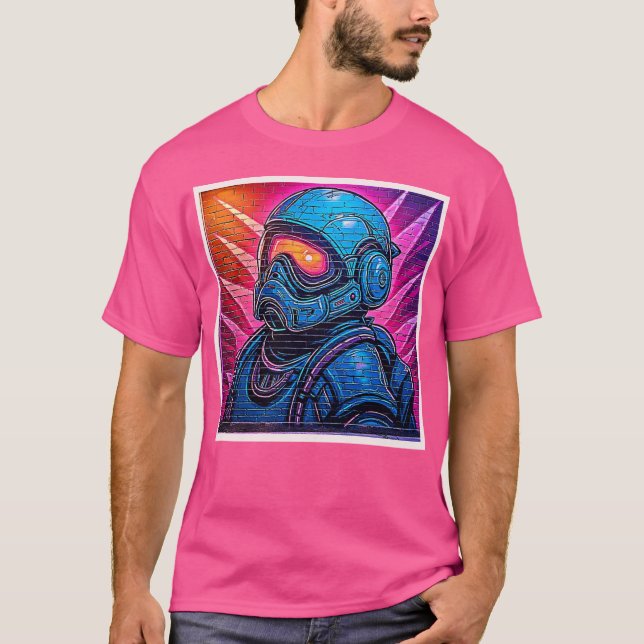 Neon Cyberpunk Astronaut T-Shirt (Vorderseite)