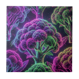 Neon-Cyberpunk-Blumenkohl-Galaxie Fliese