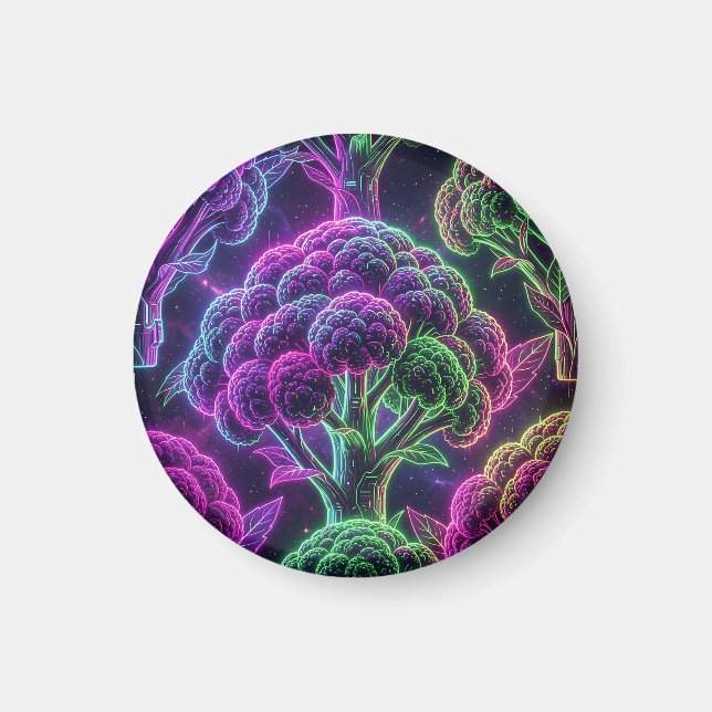 Neon-Cyberpunk-Blumenkohl-Galaxie Magnet (Vorne)
