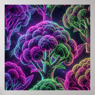 Neon-Cyberpunk-Blumenkohl-Galaxie Poster