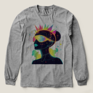 Neon Cyberpunk Frau in Futuristic Glasses Tri-Blend Shirt