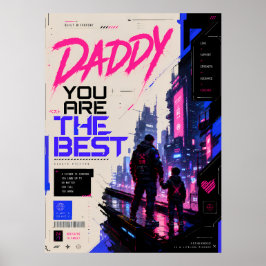 Neon-Cyberpunk-Gamer-Daddy-Wandposter Poster